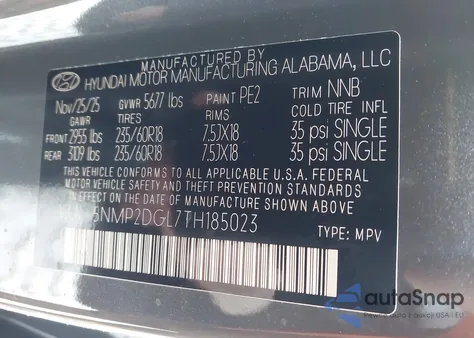 2026 Hyundai Santa Fe Sel z USA, uszkodzony, nr VIN 5NMP2DGL7TH185023